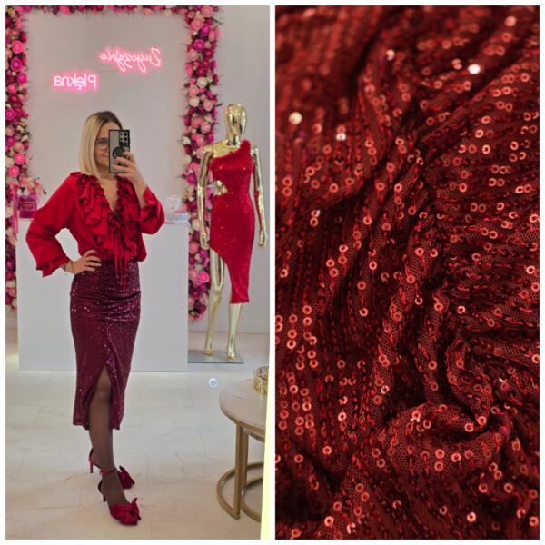 Spódnica cekinowa BORDO