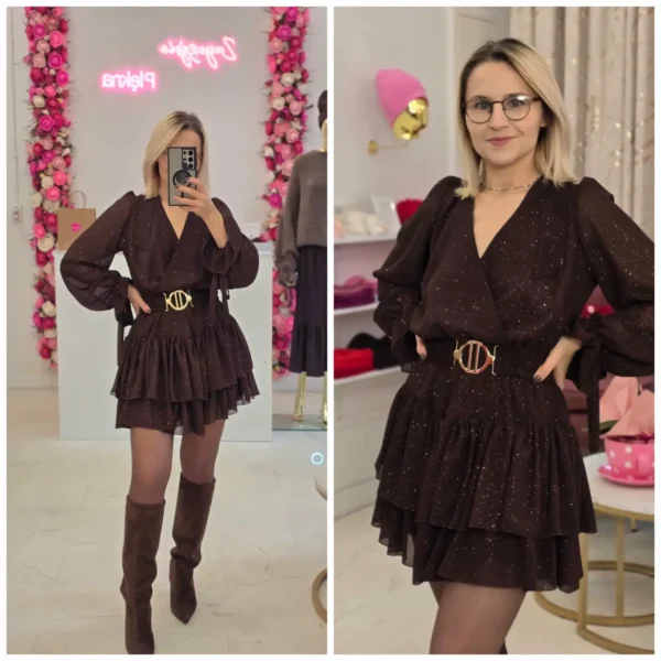 Kombinezon brokatowy czekolada