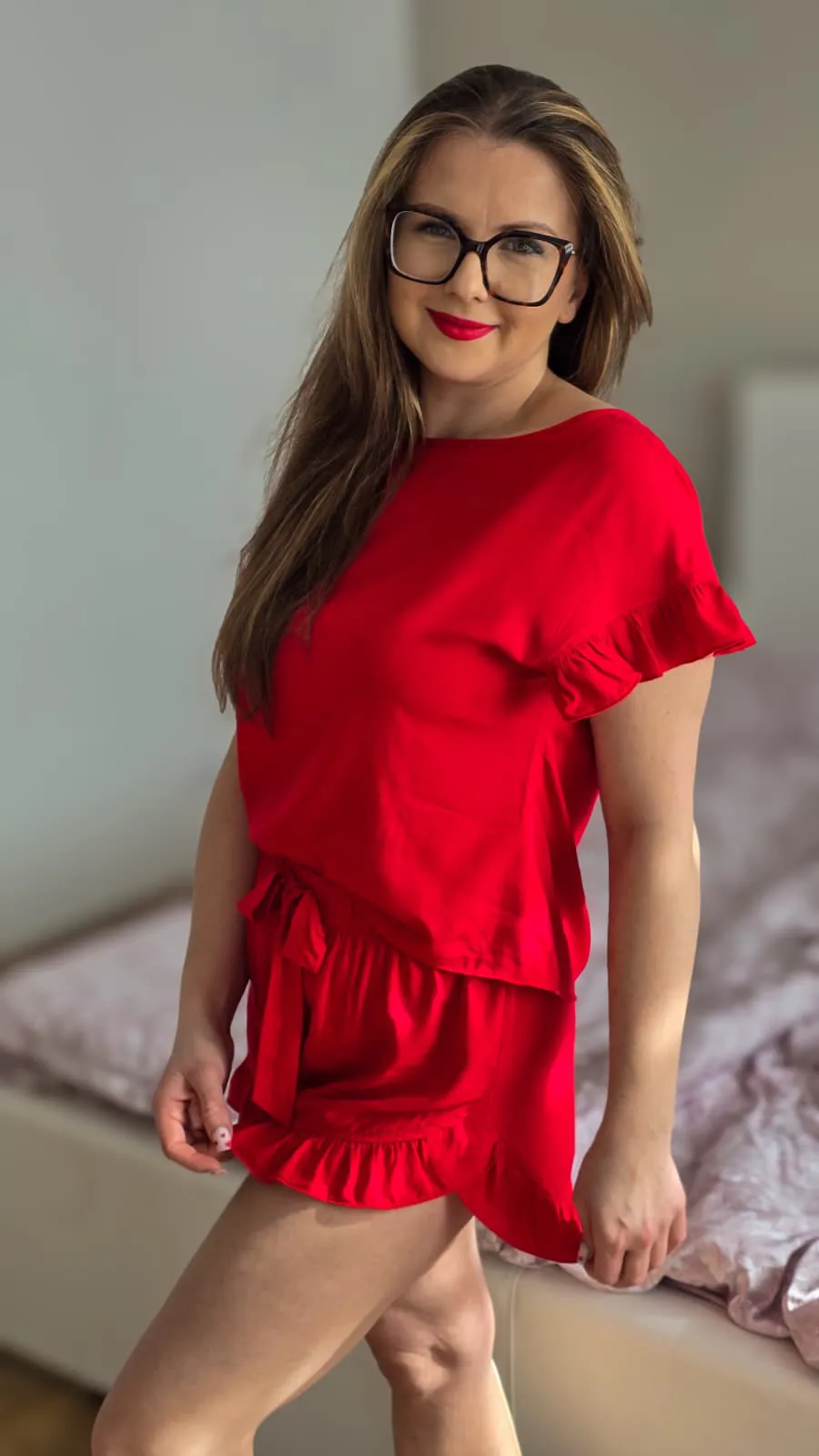 Bielizna nocna czerwona premium - obrazek 2