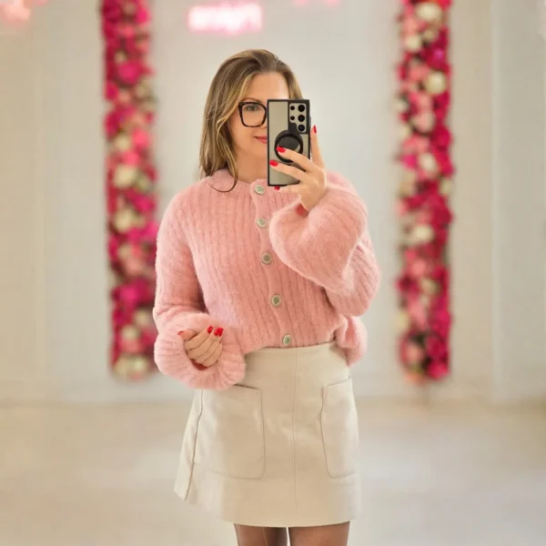 Sweter 60% moher RÓŻ