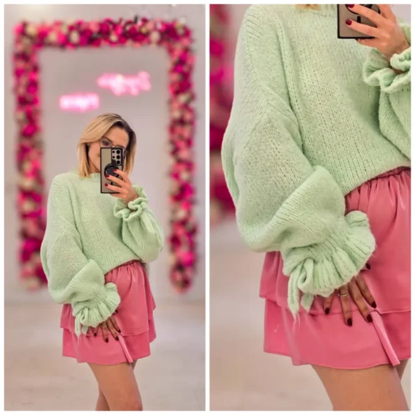 Sweter z falbanką MIĘTA