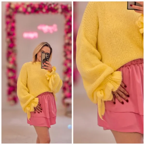 Sweter z falbanką ZÓŁTY